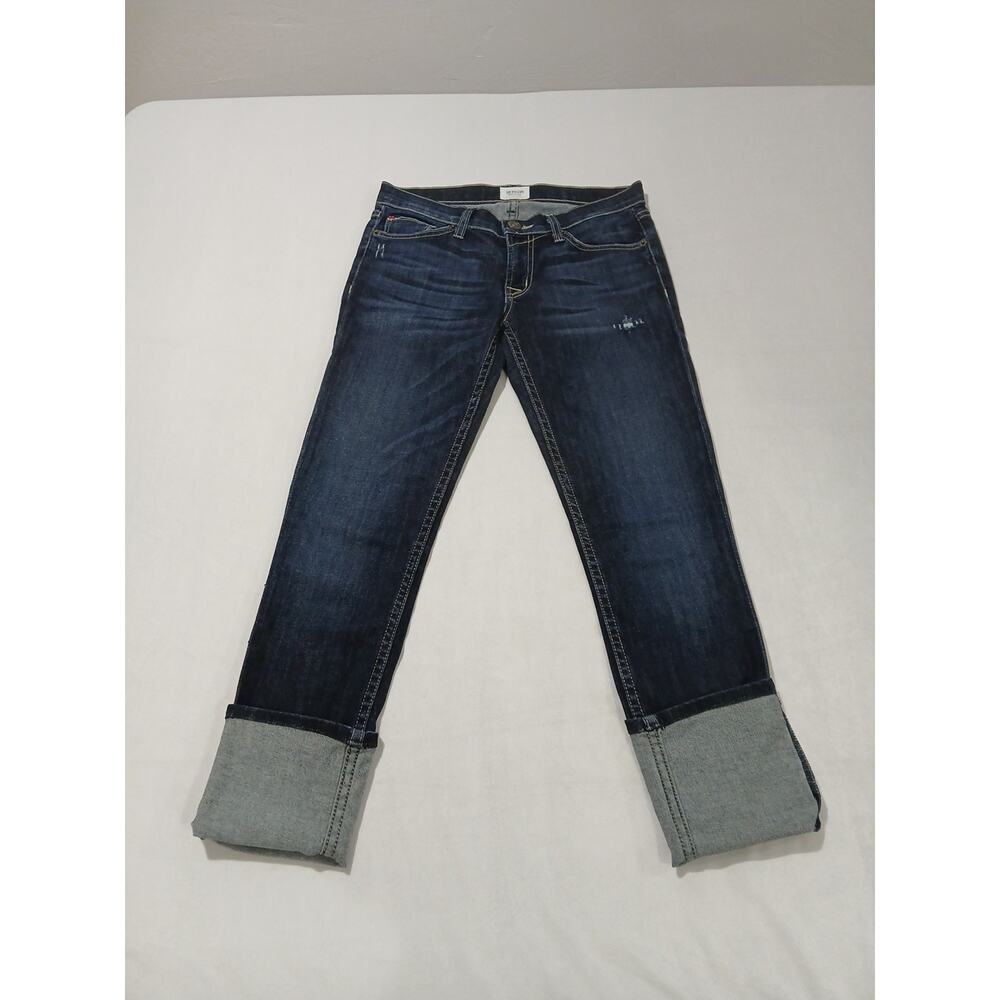 Hudson Crop Muse Skinny Jeans Size 26 w/ 5" Cuff Low Rise Stretch Blue Made USA - Picture 1 of 13